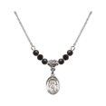 thumbnail image 1 of 18-Inch Rhodium Plated Necklace with 4mm Jet Birth Month Stone Beads and Saint Paul the Apostle Charm, 1 of 1