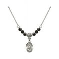 thumbnail image 1 of 18-Inch Rhodium Plated Necklace with 4mm Jet Birth Month Stone Beads and Saint Peregrine Laziosi Charm, 1 of 1