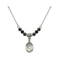 thumbnail image 1 of 18-Inch Rhodium Plated Necklace with 4mm Jet Birth Month Stone Beads and Saint Ursula Charm, 1 of 1
