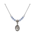 thumbnail image 1 of 18-Inch Rhodium Plated Necklace with 4mm Light Blue September Birth Month Stone Beads and Our Lady of Good Counsel Charm, 1 of 1