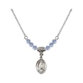 thumbnail image 1 of 18-Inch Rhodium Plated Necklace with 4mm Light Blue September Birth Month Stone Beads and Saint Emily de Vialar Charm, 1 of 1