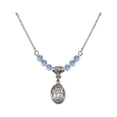 thumbnail image 1 of 18-Inch Rhodium Plated Necklace with 4mm Light Blue September Birth Month Stone Beads and Saint Isidore the Farmer Charm, 1 of 1