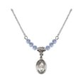 thumbnail image 1 of 18-Inch Rhodium Plated Necklace with 4mm Light Blue September Birth Month Stone Beads and Saint Sharbel Charm, 1 of 1