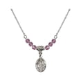 thumbnail image 1 of 18-Inch Rhodium Plated Necklace with 4mm Light Purple February Birth Month Stone Beads and Guardian Angel Charm, 1 of 1