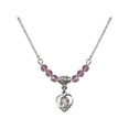 thumbnail image 1 of 18-Inch Rhodium Plated Necklace with 4mm Light Purple February Birth Month Stone Beads and Guardian Angel Charm, 1 of 1