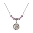 thumbnail image 1 of 18-Inch Rhodium Plated Necklace with 4mm Light Purple February Birth Month Stone Beads and Guardian Angel Charm, 1 of 1