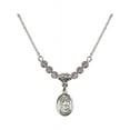 thumbnail image 1 of 18-Inch Rhodium Plated Necklace with 4mm Light Purple February Birth Month Stone Beads and Holy Family Charm, 1 of 1