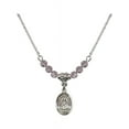 thumbnail image 1 of 18-Inch Rhodium Plated Necklace with 4mm Light Purple February Birth Month Stone Beads and Infant of Prague Charm, 1 of 1