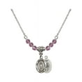 thumbnail image 1 of 18-Inch Rhodium Plated Necklace with 4mm Light Purple February Birth Month Stone Beads and Miraculous Charm, 1 of 1
