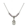 thumbnail image 1 of 18-Inch Rhodium Plated Necklace with 4mm Light Purple February Birth Month Stone Beads and Saint Agatha Charm, 1 of 1