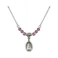 thumbnail image 1 of 18-Inch Rhodium Plated Necklace with 4mm Light Purple February Birth Month Stone Beads and Saint Ann Charm, 1 of 1