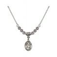 thumbnail image 1 of 18-Inch Rhodium Plated Necklace with 4mm Light Purple February Birth Month Stone Beads and Saint Augustine Charm, 1 of 1