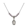 thumbnail image 1 of 18-Inch Rhodium Plated Necklace with 4mm Light Purple February Birth Month Stone Beads and Saint Frances of Rome Charm, 1 of 1