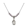 thumbnail image 1 of 18-Inch Rhodium Plated Necklace with 4mm Light Purple February Birth Month Stone Beads and Saint Julia Billiart Charm, 1 of 1