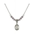 thumbnail image 1 of 18-Inch Rhodium Plated Necklace with 4mm Light Purple February Birth Month Stone Beads and Saint Rachel Charm, 1 of 1