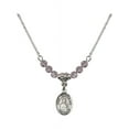 thumbnail image 1 of 18-Inch Rhodium Plated Necklace with 4mm Light Purple February Birth Month Stone Beads and Saint Wenceslaus Charm, 1 of 1