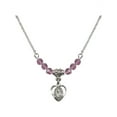 thumbnail image 1 of 18-Inch Rhodium Plated Necklace with 4mm Light Purple February Birth Month Stone Beads and Scapular Charm, 1 of 1