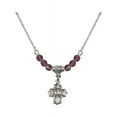 thumbnail image 1 of 18-Inch Rhodium Plated Necklace with 4mm Purple February Birth Month Stone Beads and 5-Way Charm, 1 of 1