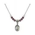 thumbnail image 1 of 18-Inch Rhodium Plated Necklace with 4mm Purple February Birth Month Stone Beads and Confirmation Charm, 1 of 1