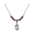 thumbnail image 1 of 18-Inch Rhodium Plated Necklace with 4mm Purple February Birth Month Stone Beads and Holy Family Charm, 1 of 1