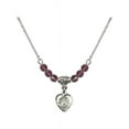thumbnail image 1 of 18-Inch Rhodium Plated Necklace with 4mm Purple February Birth Month Stone Beads and Infant Charm, 1 of 1