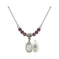 thumbnail image 1 of 18-Inch Rhodium Plated Necklace with 4mm Purple February Birth Month Stone Beads and Miraculous Charm, 1 of 1