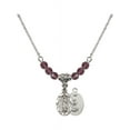 thumbnail image 1 of 18-Inch Rhodium Plated Necklace with 4mm Purple February Birth Month Stone Beads and Our Lady of Guadalupe Charm, 1 of 1
