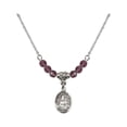 thumbnail image 1 of 18-Inch Rhodium Plated Necklace with 4mm Purple February Birth Month Stone Beads and Our Lady of Prompt Succor Charm, 1 of 1