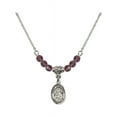 thumbnail image 1 of 18-Inch Rhodium Plated Necklace with 4mm Purple February Birth Month Stone Beads and Saint Alexandra Charm, 1 of 1