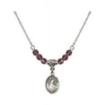 thumbnail image 1 of 18-Inch Rhodium Plated Necklace with 4mm Purple February Birth Month Stone Beads and Saint Gertrude of Nivelles Charm, 1 of 1