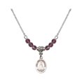 thumbnail image 1 of 18-Inch Rhodium Plated Necklace with 4mm Purple February Birth Month Stone Beads and Saint Lydia Purpuraria Charm, 1 of 1