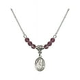 thumbnail image 1 of 18-Inch Rhodium Plated Necklace with 4mm Purple February Birth Month Stone Beads and Saint Mary Magdalene Charm, 1 of 1