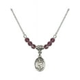 thumbnail image 1 of 18-Inch Rhodium Plated Necklace with 4mm Purple February Birth Month Stone Beads and Saint Maurus Charm, 1 of 1