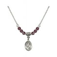 thumbnail image 1 of 18-Inch Rhodium Plated Necklace with 4mm Purple February Birth Month Stone Beads and Saint Scholastica Charm, 1 of 1