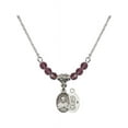 thumbnail image 1 of 18-Inch Rhodium Plated Necklace with 4mm Purple February Birth Month Stone Beads and Scapular Charm, 1 of 1