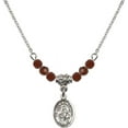 thumbnail image 1 of 18-Inch Rhodium Plated Necklace with 4mm Red January Birth Month Stone Beads and Lord Is My Shepherd Charm, 1 of 1