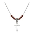thumbnail image 1 of 18-Inch Rhodium Plated Necklace with 4mm Red January Birth Month Stone Beads and Maltese Cross Charm, 1 of 1