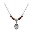 thumbnail image 1 of 18-Inch Rhodium Plated Necklace with 4mm Red January Birth Month Stone Beads and Saint Paul of the Cross Charm, 1 of 1