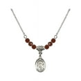 thumbnail image 1 of 18-Inch Rhodium Plated Necklace with 4mm Red January Birth Month Stone Beads and Saint Paul the Apostle Charm, 1 of 1