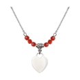 thumbnail image 1 of 18-Inch Rhodium Plated Necklace with 4mm Red July Birth Month Stone Beads and Heart Charm, 1 of 1