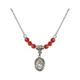 thumbnail image 1 of 18-Inch Rhodium Plated Necklace with 4mm Red July Birth Month Stone Beads and Our Lady of Consolation Charm, 1 of 1