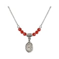 thumbnail image 1 of 18-Inch Rhodium Plated Necklace with 4mm Red July Birth Month Stone Beads and Our Lady of Loretto Charm, 1 of 1