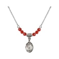 thumbnail image 1 of 18-Inch Rhodium Plated Necklace with 4mm Red July Birth Month Stone Beads and Saint Gregory the Great Charm, 1 of 1