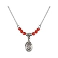 thumbnail image 1 of 18-Inch Rhodium Plated Necklace with 4mm Red July Birth Month Stone Beads and Saint James the Greater Charm, 1 of 1