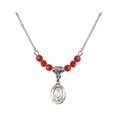 thumbnail image 1 of 18-Inch Rhodium Plated Necklace with 4mm Red July Birth Month Stone Beads and Saint Louis Charm, 1 of 1
