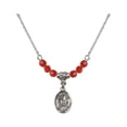 thumbnail image 1 of 18-Inch Rhodium Plated Necklace with 4mm Red July Birth Month Stone Beads and Saint Polycarp of Smyrna Charm, 1 of 1