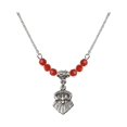 thumbnail image 1 of 18-Inch Rhodium Plated Necklace with 4mm Red July Birth Month Stone Beads and Seven Gifts Charm, 1 of 1