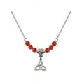 thumbnail image 1 of 18-Inch Rhodium Plated Necklace with 4mm Red July Birth Month Stone Beads and Trinity Irish Knot Charm, 1 of 1
