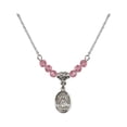 thumbnail image 1 of 18-Inch Rhodium Plated Necklace with 4mm Rose Pink October Birth Month Stone Beads and Infant of Prague Charm, 1 of 1