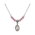 thumbnail image 1 of 18-Inch Rhodium Plated Necklace with 4mm Rose Pink October Birth Month Stone Beads and Saint James the Lesser Charm, 1 of 1